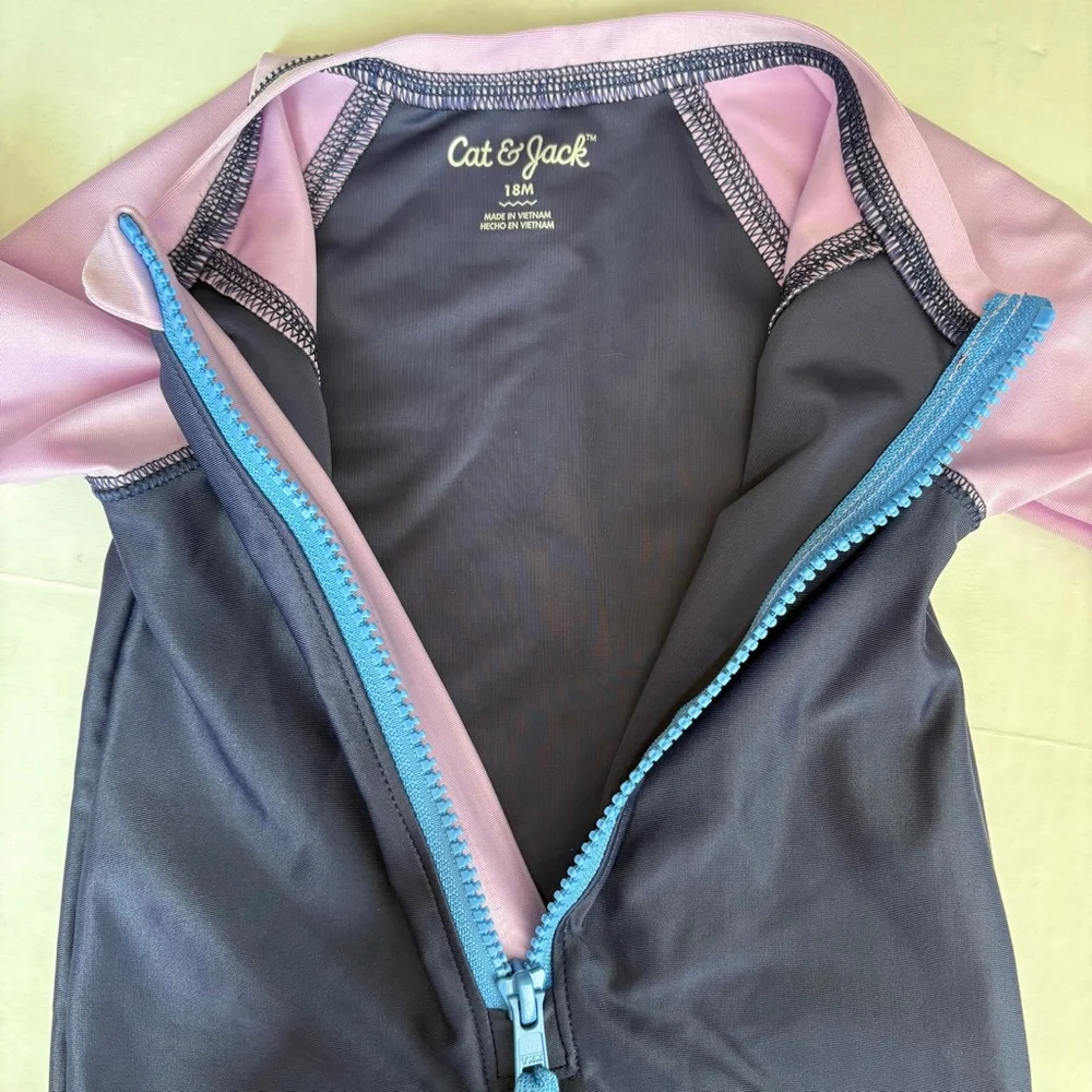 NWT Kids Cat & Jack Rash Guard Swimsuit Navy/Purple Size 18M